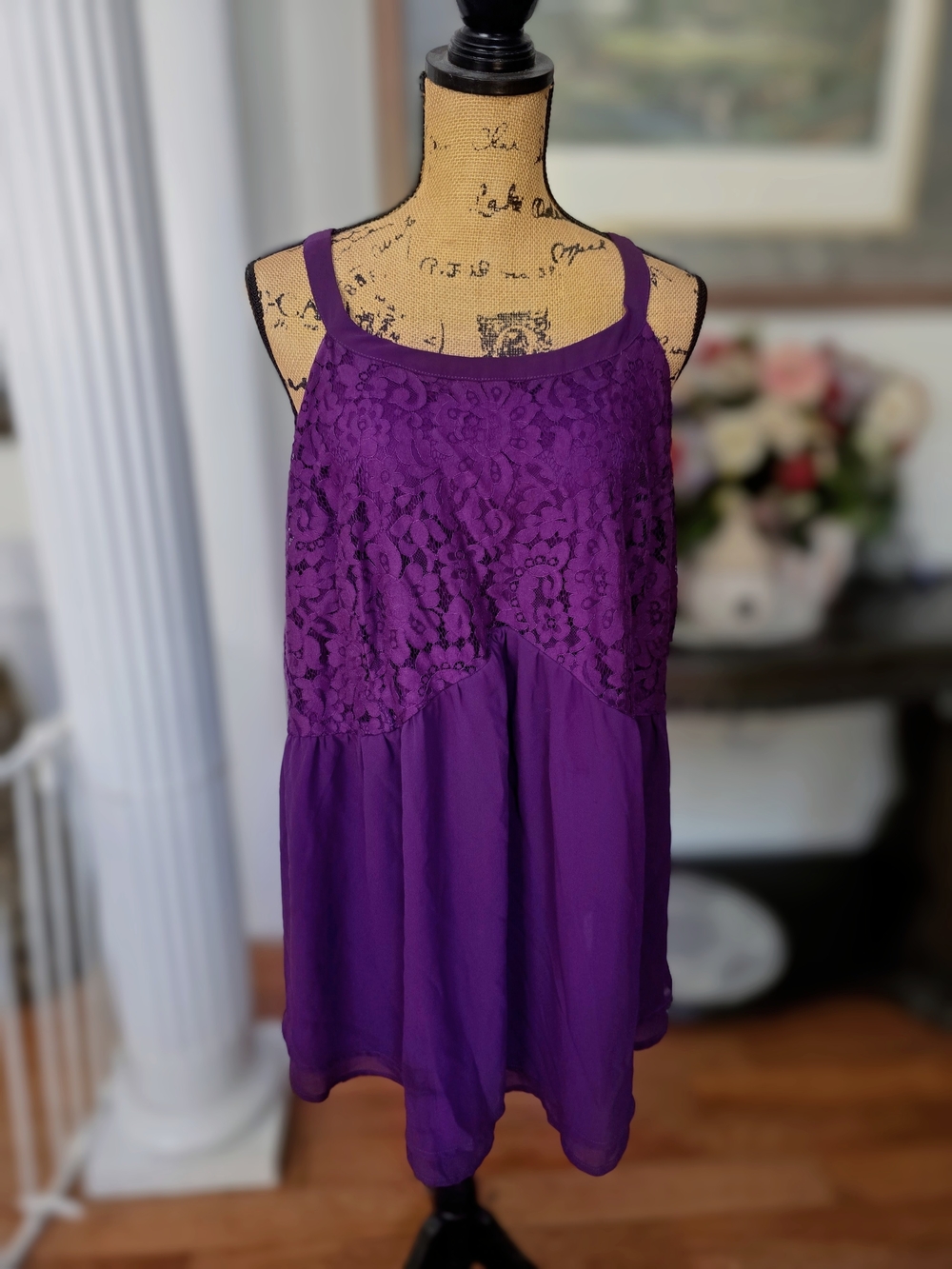 Torrid Purple Lace-Trim Chemise with Adjustable Straps